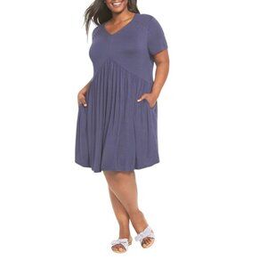 Lane Bryant Short Sleeve Babydoll Fit & Flare Mood Indigo Plus Size 30/32